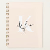 Moderne Bleke perzik gepersonaliseerde monogram na Planner (Voorkant)