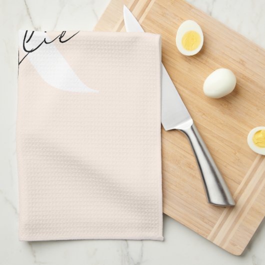 Moderne Bleke perzik gepersonaliseerde monogram na Theedoek (Quarter Fold)