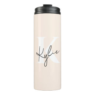 Moderne Bleke perzik gepersonaliseerde monogram na Thermosbeker