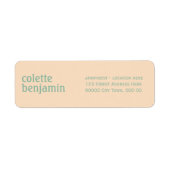 Moderne Bleke Perzik & Turquoise-Groene Adres Etiket (Voorkant)