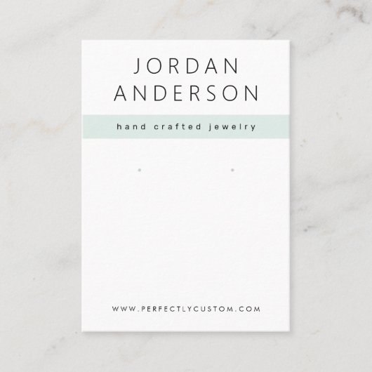 Moderne bleke stoffige zee groene witte oorbel kaa visitekaartje (Voorkant)