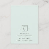 Moderne bleke stoffige zee groene witte oorbel kaa visitekaartje (Achterkant)