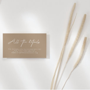 Moderne Bleke Taupe Wedding Website Kaart