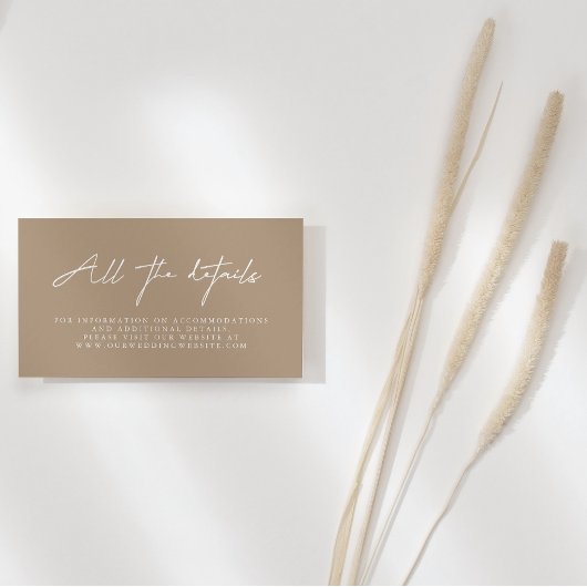 Moderne Bleke Taupe Wedding Website Kaart