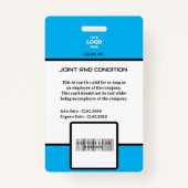Moderne Bleu ID Kaart met Foto & Logo Badge (Achterkant)