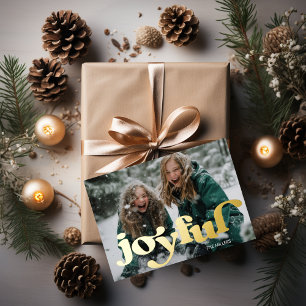 Moderne Blij Retro Typografie 1 Foto Minimaal Folie Feestdagen Briefkaart