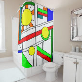 Moderne blik met een verfijnd glas douchegordijn (In situ)