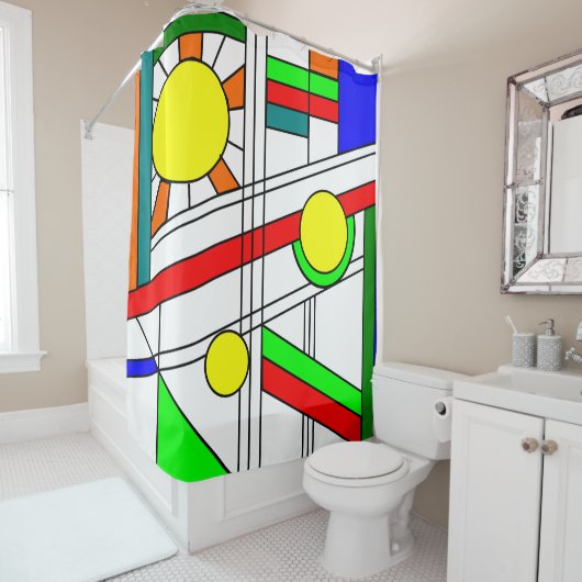 Moderne blik met een verfijnd glas douchegordijn (In situ)