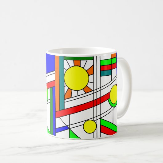 Moderne blik met een verfijnd glas koffiemok (Voorkant rechts)