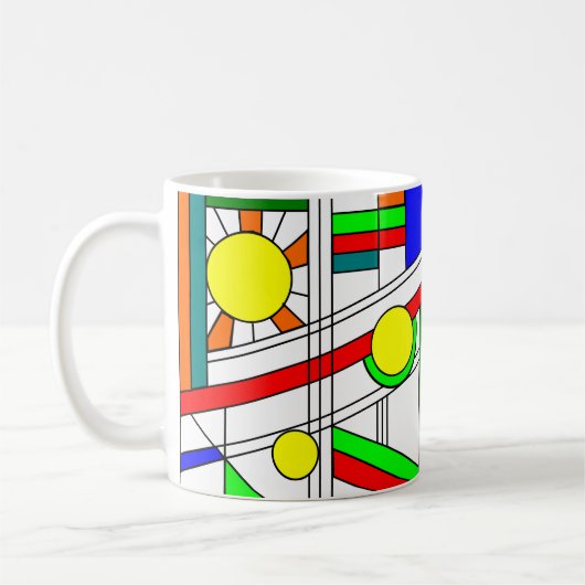 Moderne blik met een verfijnd glas koffiemok (Links)