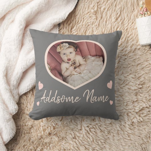 Moderne, blinde roze roze grijze fotohart kussen (Deken)