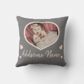 Moderne, blinde roze roze grijze fotohart kussen (Achterkant)