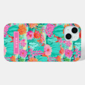 Moderne Bloeiende Cactussen Gepersonaliseerd Case-Mate iPhone Case (Achterkant (horizontaal))