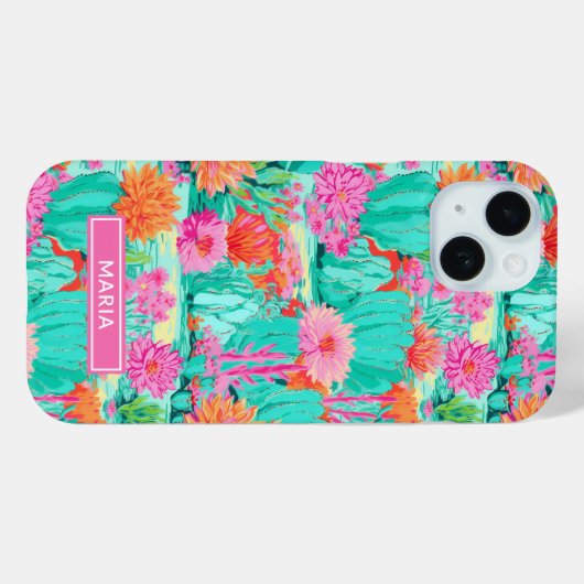 Moderne Bloeiende Cactussen Persoonlijk Case-Mate iPhone Case (Achterkant (horizontaal))