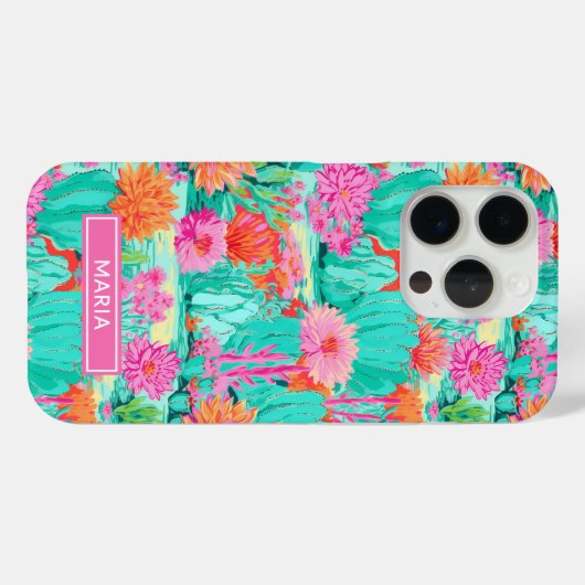 Moderne Bloeiende Cactussen Persoonlijk Case-Mate iPhone Case (Achterkant (horizontaal))