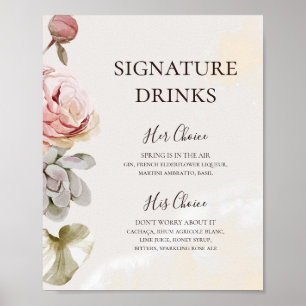 Moderne bloeiende Drinken van de Handtekening van  Poster