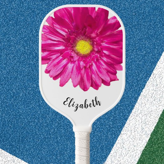 Moderne bloem aangepaste naam roze pickleball-padd pickleball paddle