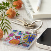 Moderne Bloem Acryl Sleutelhanger (Voorkant Rechts)
