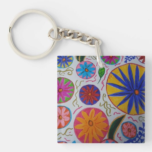 Moderne Bloem Acryl Sleutelhanger (voorkant)