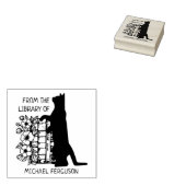 Moderne Bloem Bibliotheek Kat Rubberstempel (Gestempeld)