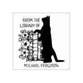 Moderne Bloem Bibliotheek Kat Rubberstempel (Afrduk)