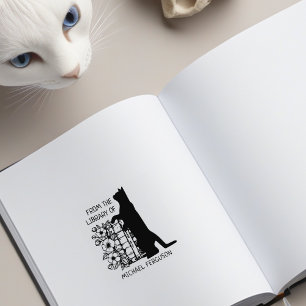 Moderne Bloem Bibliotheek Kat Rubberstempel