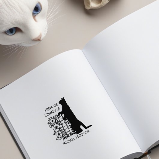 Moderne Bloem Bibliotheek Kat Rubberstempel