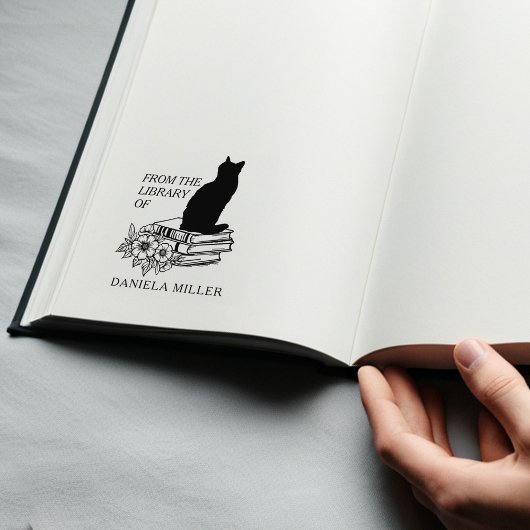 Moderne Bloem Bibliotheek Kat Rubberstempel