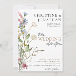 Moderne Bloem Boho | Wilde Bloem Bruiloft  Kaart