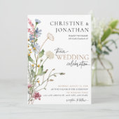Moderne Bloem Boho | Wilde Bloem Bruiloft Kaart (Staand voorkant)