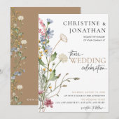 Moderne Bloem Boho | Wilde Bloem Bruiloft Kaart (Voorkant / Achterkant)