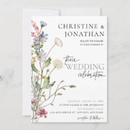 Moderne Bloem Boho | Wilde Bloem Bruiloft  Kaart