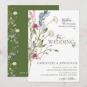 Moderne Bloem Boho | Wilde Bloem Bruiloft  Kaart (Voorkant / Achterkant)