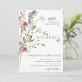 Moderne Bloem Boho | Wilde Bloemen Bruiloft Kaart (Staand voorkant)