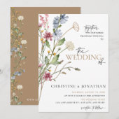 Moderne Bloem Boho | Wilde Bloemen Bruiloft Kaart (Voorkant / Achterkant)