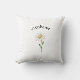 Moderne Bloem Botanische Eenvoudige Aquarel Naam Kussen