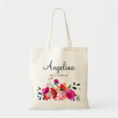 Moderne bloem bruidsmeisje gepersonaliseerd tote bag (Voorkant)