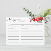 Moderne Bloem Burgundy Hulst Kerst Recept Kaart (Staand voorkant)