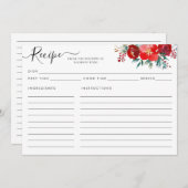 Moderne Bloem Burgundy Hulst Kerst Recept Kaart (Voorkant / Achterkant)