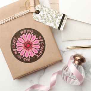 MODERNE BLOEM CADEAU VAN MOM DAD ZUS ZOON BAAS RONDE STICKER