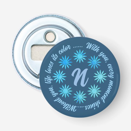 MODERNE BLOEM CADO VAN MOM DAD ZUS ZOON BAAS CO BUTTON FLESOPENER (Voorkant)