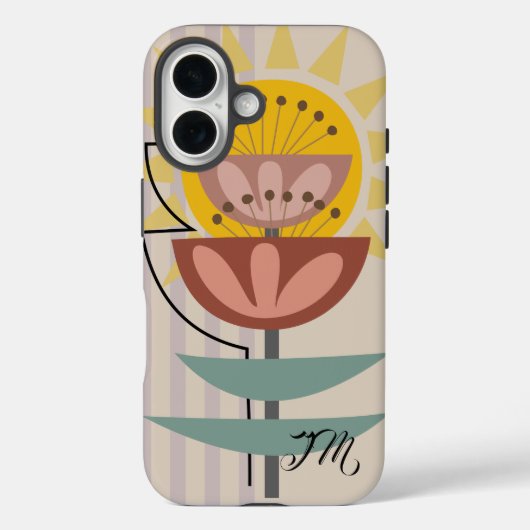 Moderne bloem en aangepaste tekst Case-Mate iPhone case (Achterkant)