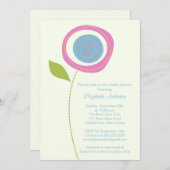 Moderne bloem Flower Baby Shower-uitnodigingen Kaart (Voorkant / Achterkant)