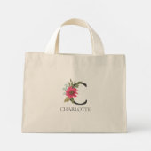Moderne Bloem Gebruikelijke Monogram  Mini Tote Bag (Achterkant)