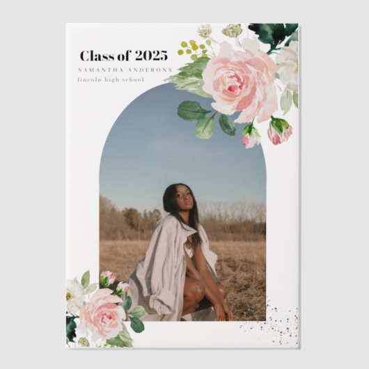 Moderne bloem | Gold Dust Arch Foto Vellum Uitnodigingen (Voorkant)