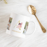 Moderne Bloem Gouden Letter A | Twee foto-monogram Koffiemok<br><div class="desc">Moderne Bloem Gouden Letter A | Twee foto-monogram</div>