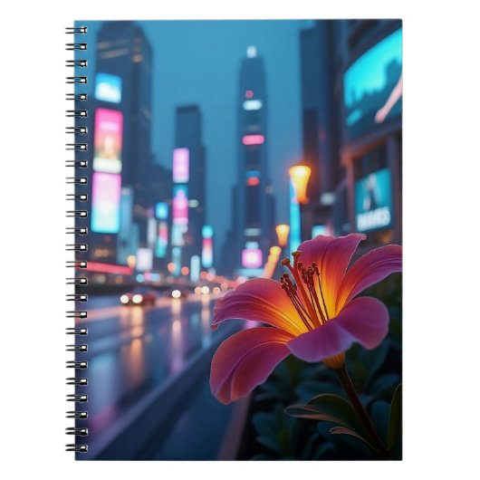 Moderne Bloem in Stadslandschap - Notitieboek (Voorkant)