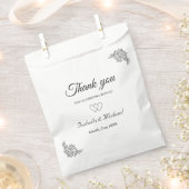 Moderne bloem in zwart-wit bruiloft bedankzakje (Geknipt)