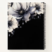 Moderne Bloem Initialen Zwart Wit Monogram Notitieboek (Achterkant)