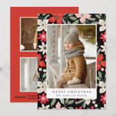 Moderne bloem | Kerst fotokaart Feestdagenkaart (Voorkant / Achterkant)